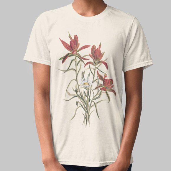 Rosy Indian Paintbrush Floral Print Short Sleeve Graphic Tee T-shirt S M L XL - Picture 1 of 5